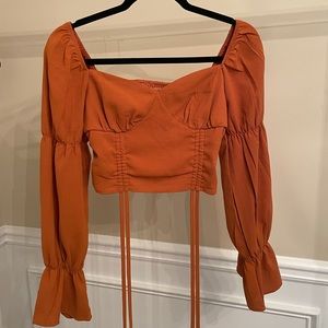 SHEIN Flared Sleeve Croped Blouse